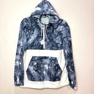 New Balance Blue Windbreaker Runner Jacket 1/2 Zip Tie-Dye Men L Packable Hooded